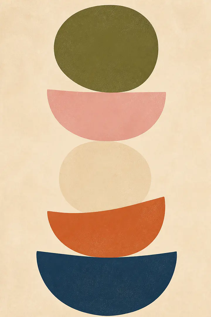 Olive Circle Stack – Mediterranean Retro Wall Art