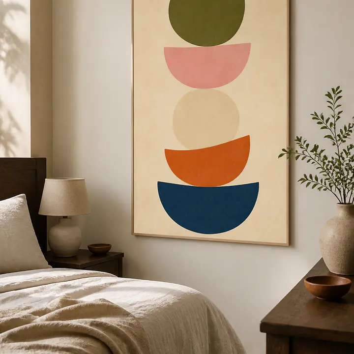 Olive Circle Stack – Mediterranes Retro-Wandbild secondary image