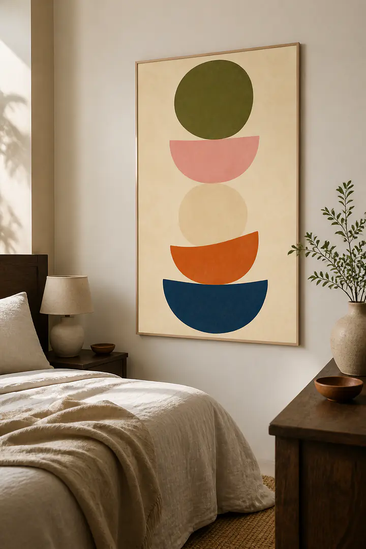 Olive Circle Stack – Mediterranean Retro Wall Art