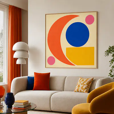 Coral Crescent Assembly – Mediterranean Retro Wall Art secondary image