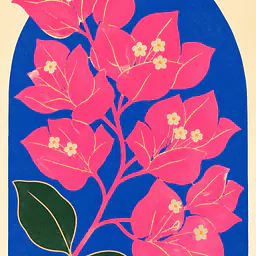 Bougainvillea Blue — Mediterranean Retro Wall Art