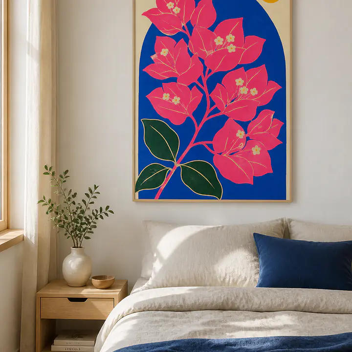 Bougainvillea Blue — Mediterranes Retro-Wandbild secondary image