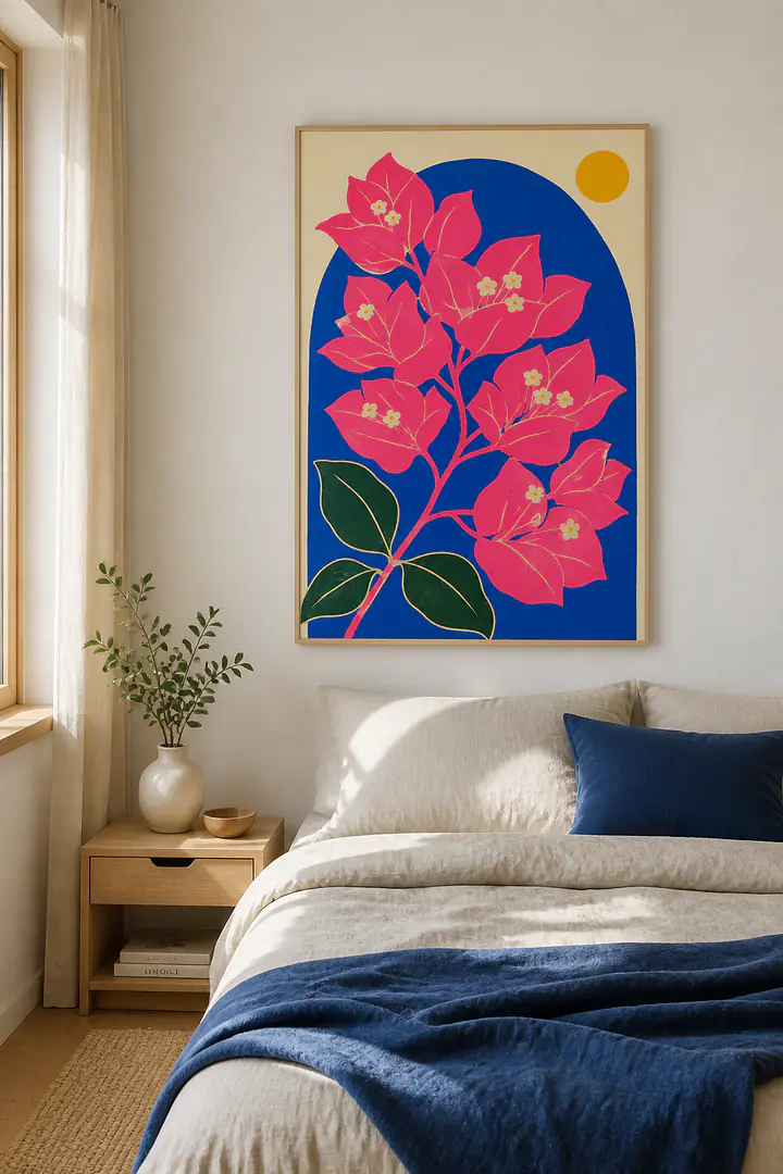 Bougainvillea Blue — Mediterranean Retro Wall Art