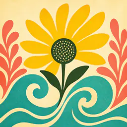 Sunflower Wave – Mediterranean Retro Wall Art