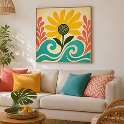 Sunflower Wave – Mediterranean Retro Wall Art