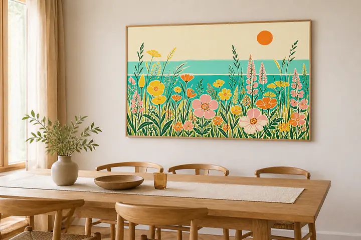 Wildflower Coast – Mediterranes Retro-Wandbild