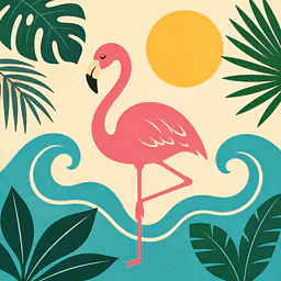 Flamingo Lagoon – Mediterranean Retro Wall Art