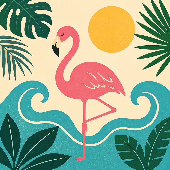 Flamingo Lagoon – Mediterranean Retro Wall Art