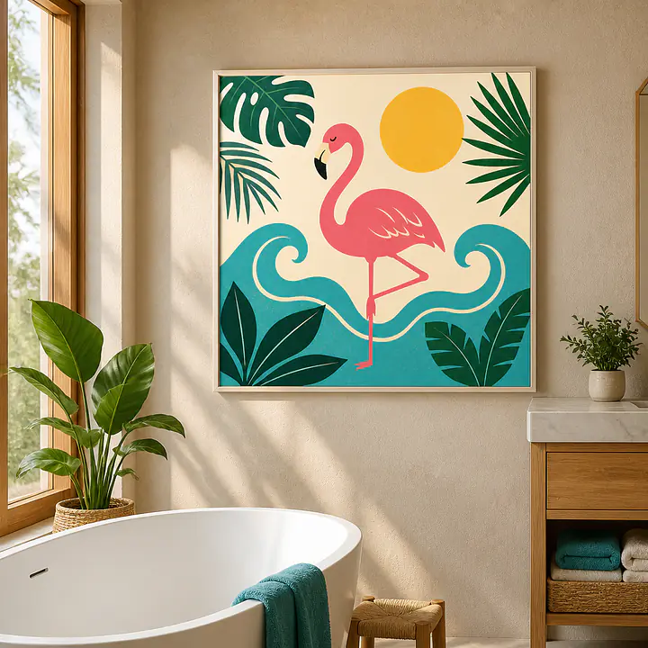 Flamingo Lagoon – Mediterranean Retro Wall Art