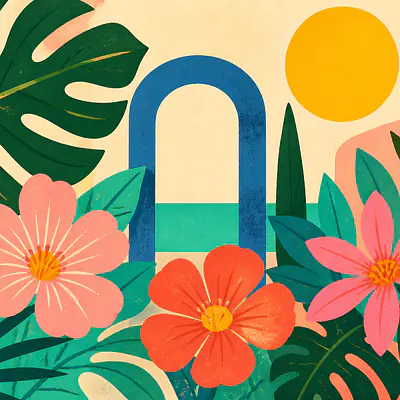 Garden at Noon – Mediterranes Retro-Wandbild primary image