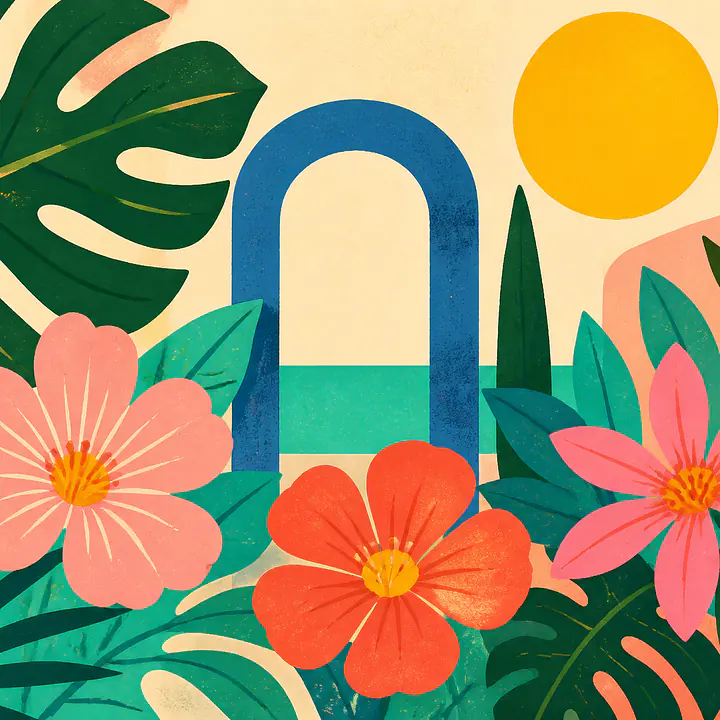 Garden at Noon – Mediterranes Retro-Wandbild primary image