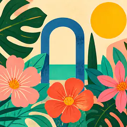Garden at Noon – Mediterranes Retro-Wandbild