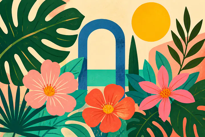 Garden at Noon – Mediterranes Retro-Wandbild