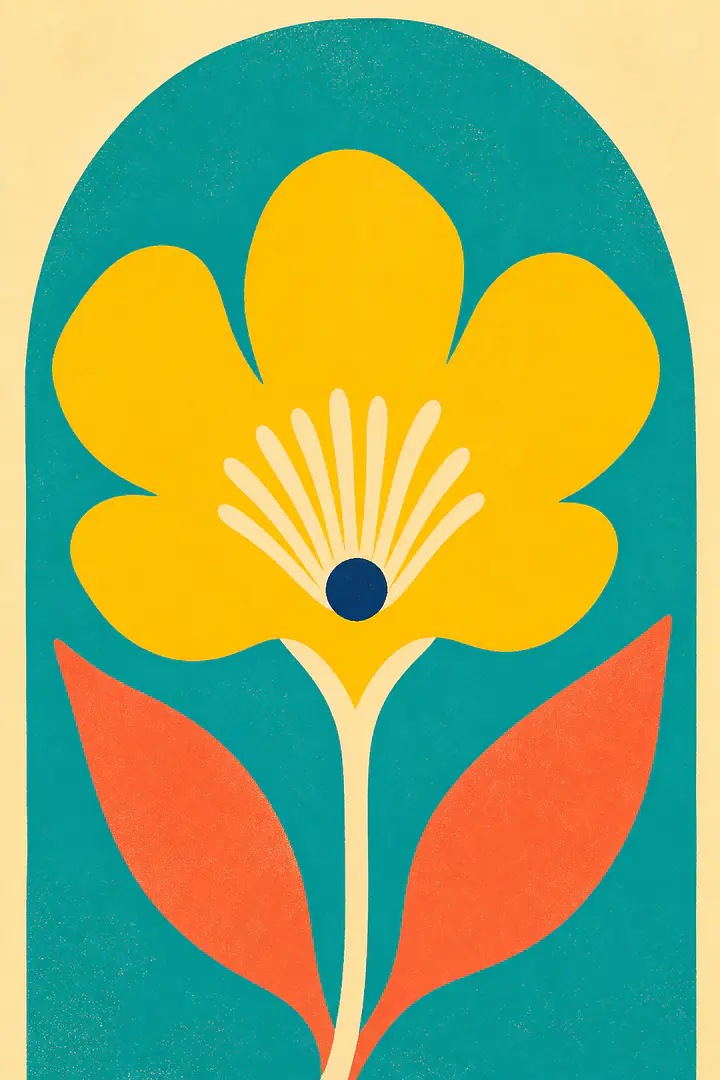 Yellow Blossom Arch – Mediterranes Retro-Wandbild
