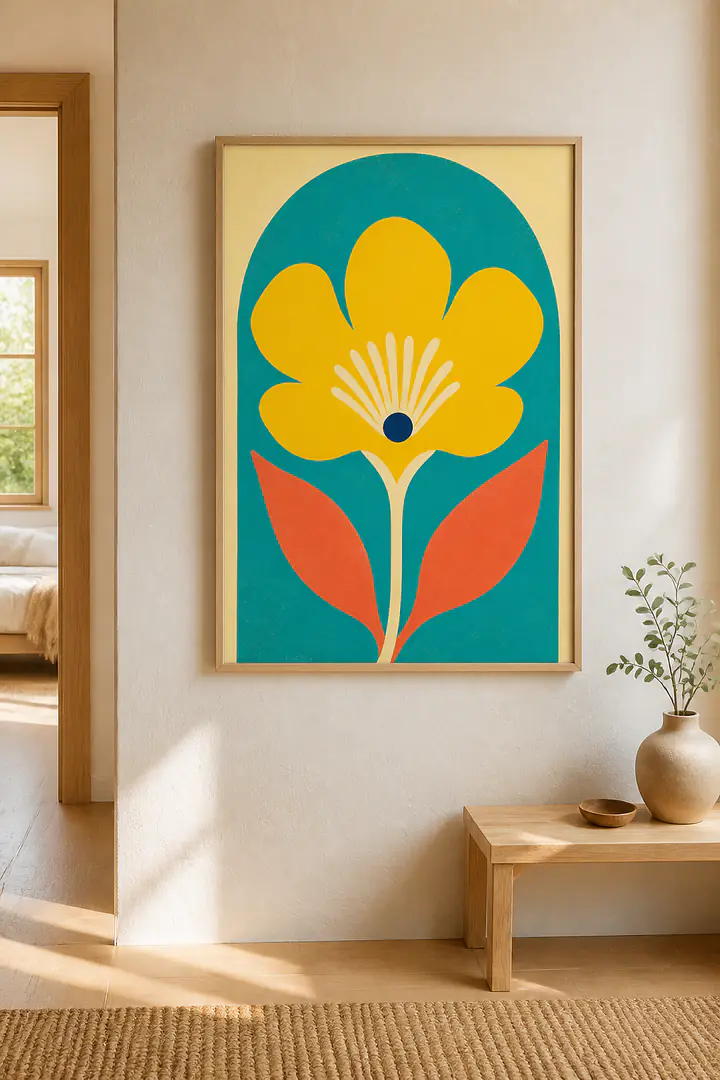 Yellow Blossom Arch – Mediterranes Retro-Wandbild