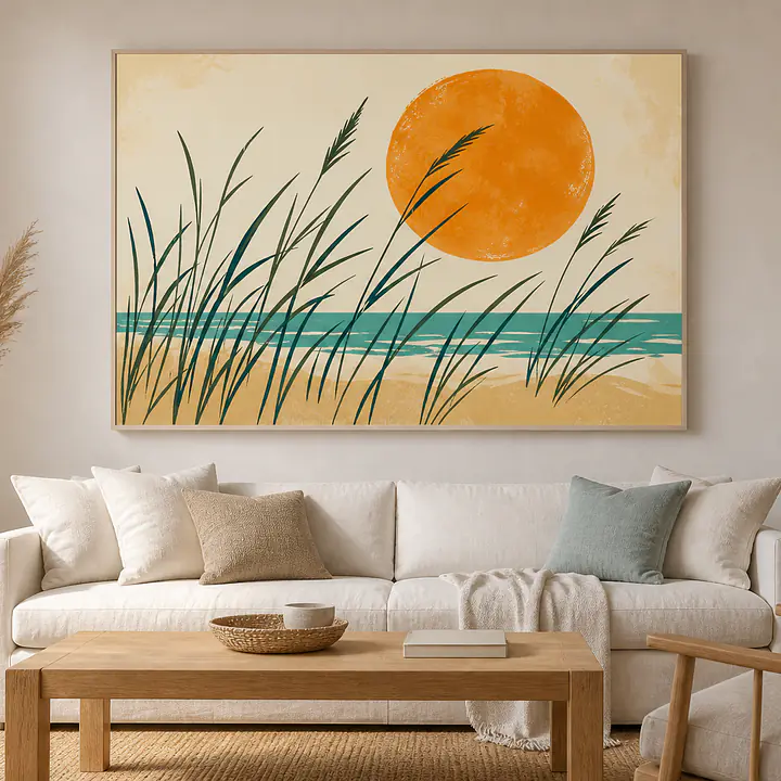 Sea Grass Sun – Mediterranes Retro-Wandbild secondary image