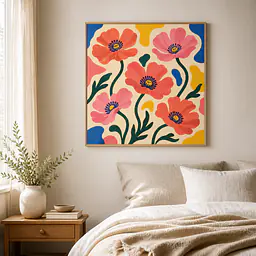 Dancing Poppies – Mediterranes Retro-Wandbild