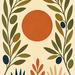 Olive Sun Garden – Mediterranes Retro-Wandbild
