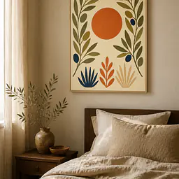 Olive Sun Garden – Mediterranes Retro-Wandbild