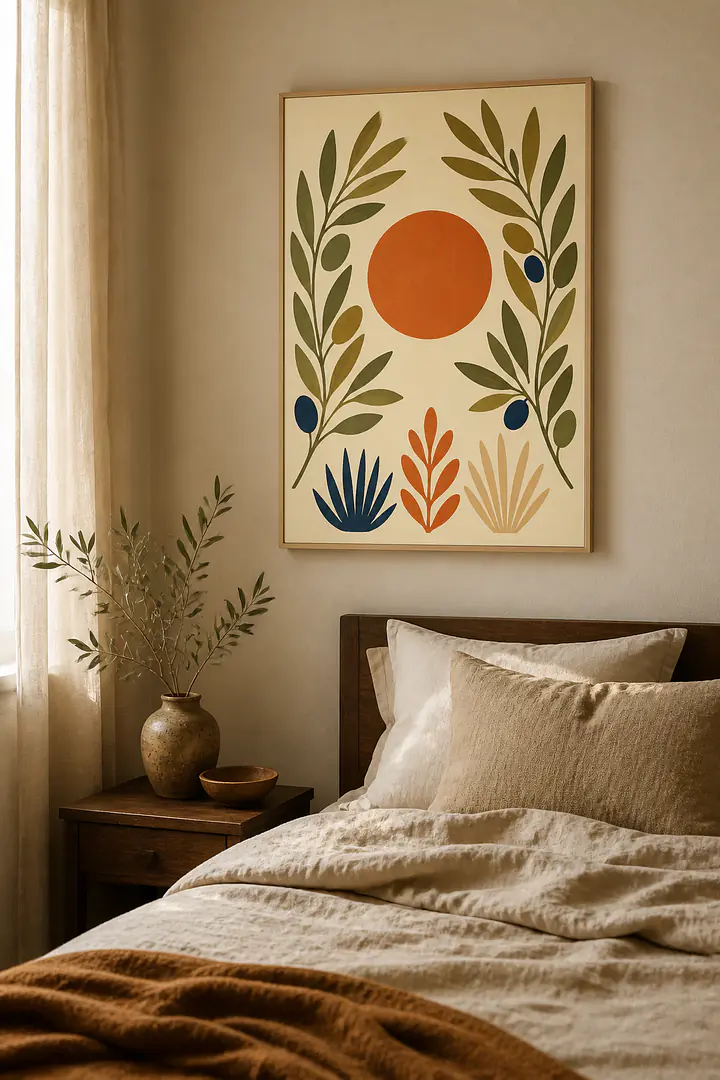Olive Sun Garden – Mediterranes Retro-Wandbild